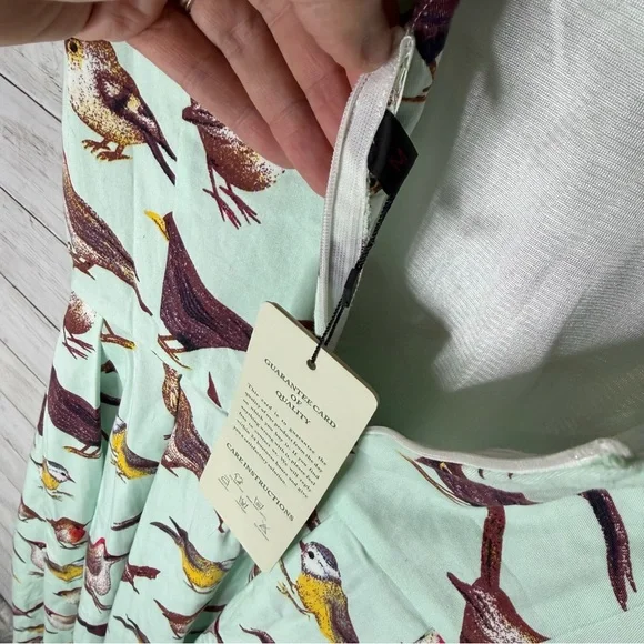 Luouse Retro Pinup Bird Print Fit And Flare Dress Mint Green Sleeveless Size Med - Picture 5 of 7